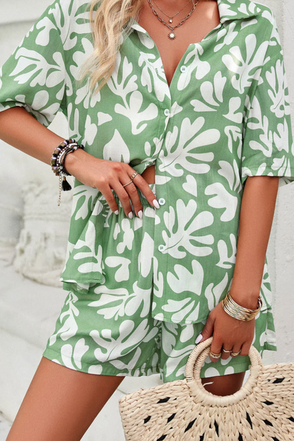 YSARA – SET DI CAMICIA E SHORTS CON STAMPA FLOREALE DI ESTATE