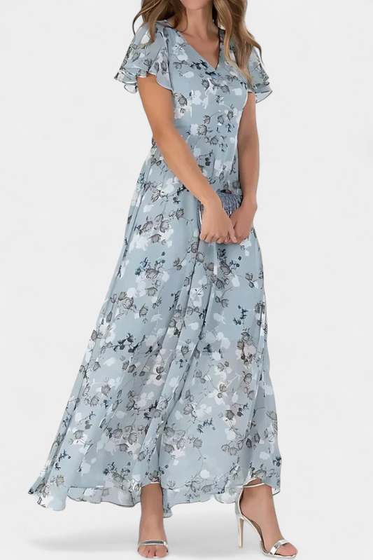 Amara Abito maxi Floreale con scollo a V
