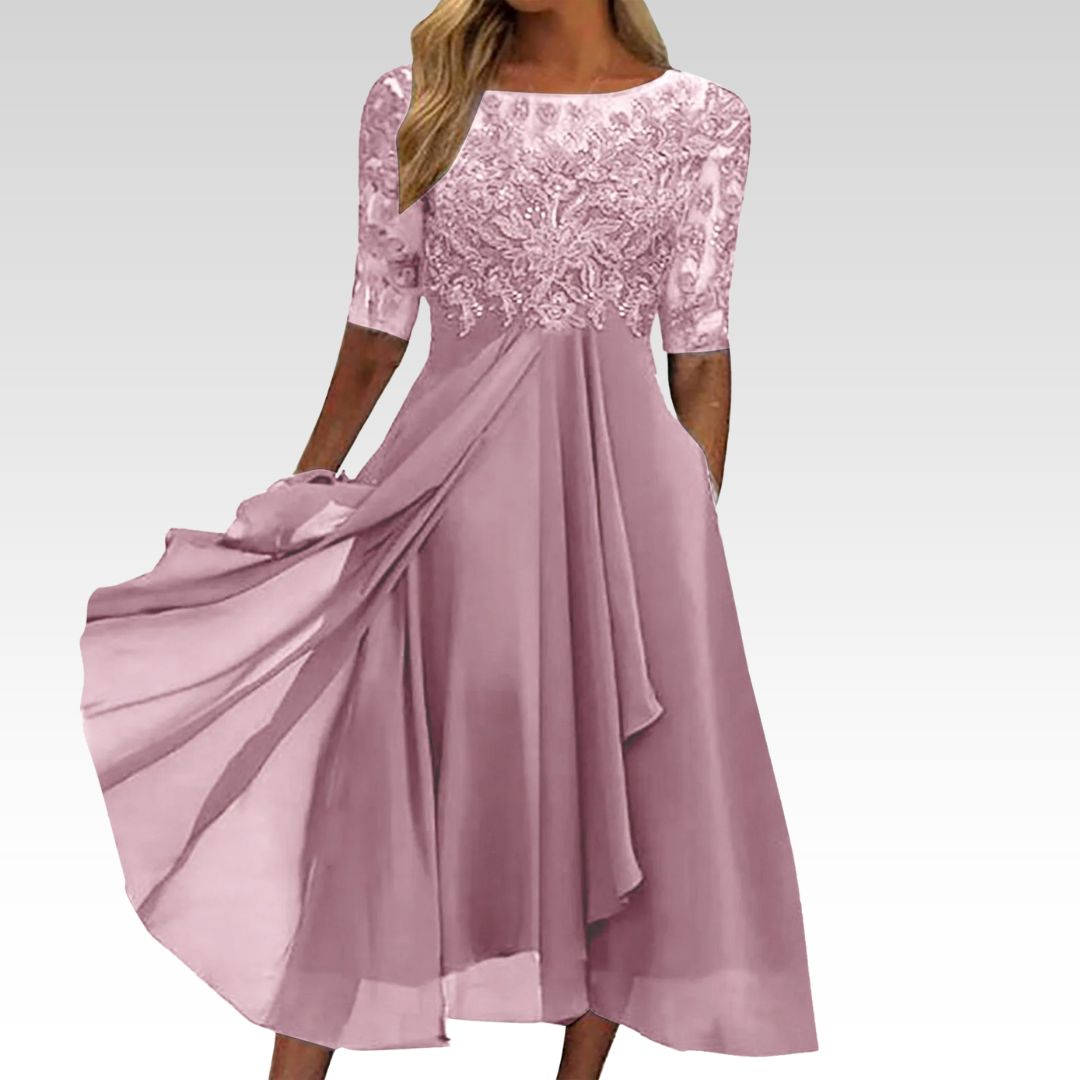 Scarlett™ - Abito Midi con Maniche di Pizzo