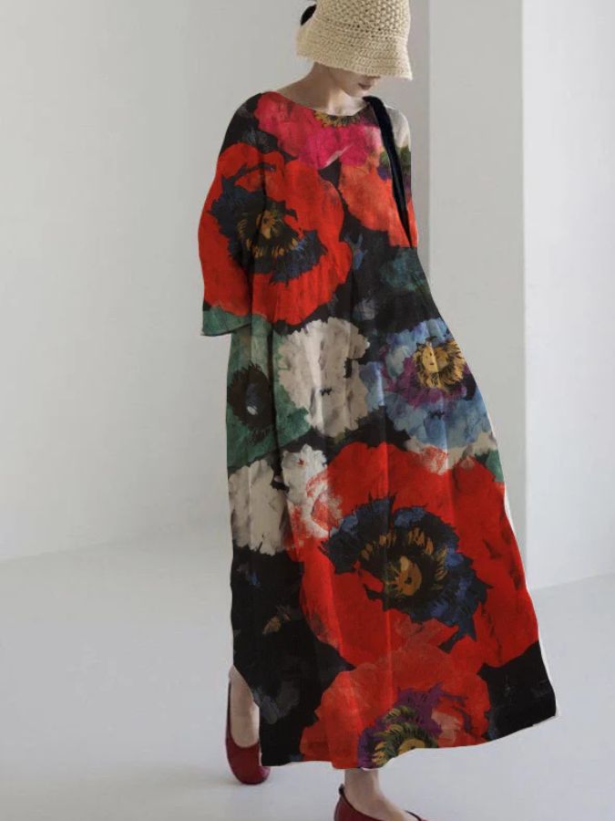 Lyra - Abito Midi Floreale Liviano da donna