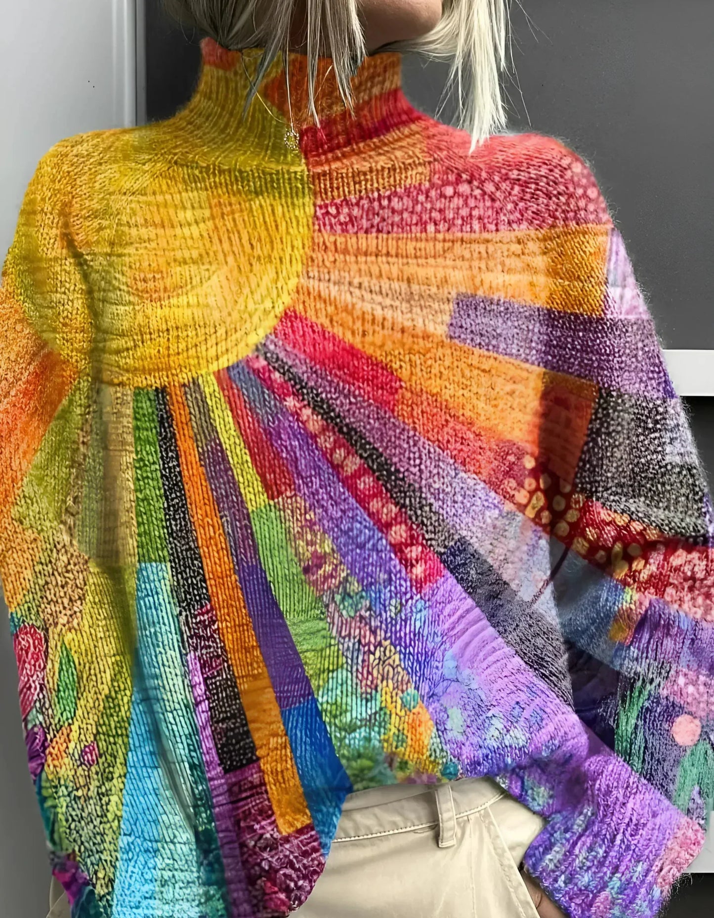 Ada - Maglione a collo alto Colorato e Allegro
