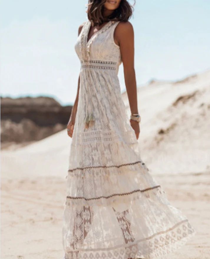 Emerson - Abito Boho di Cuerda con Borlas Vintage
