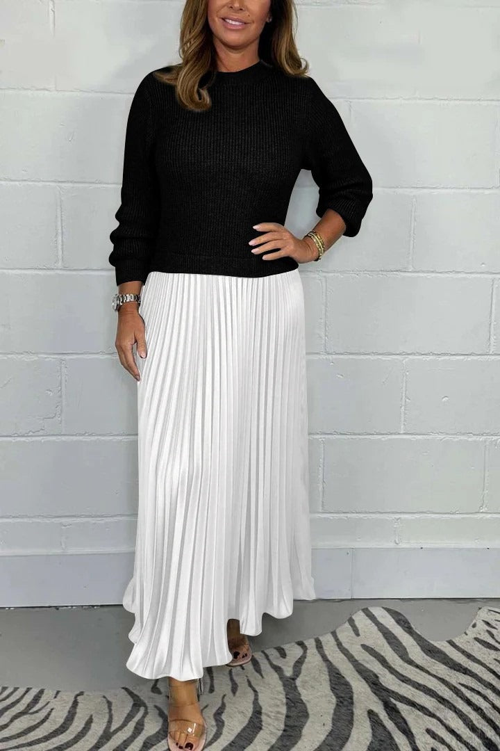 CAMILLA – ABITO MAXI CON MAGLIONE E GONNA PLISSETTATA