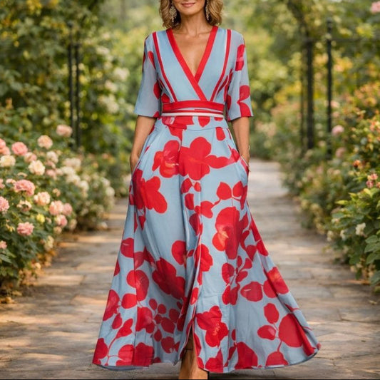 Abito lungo con scollo a V - Eleganza Senza tempo