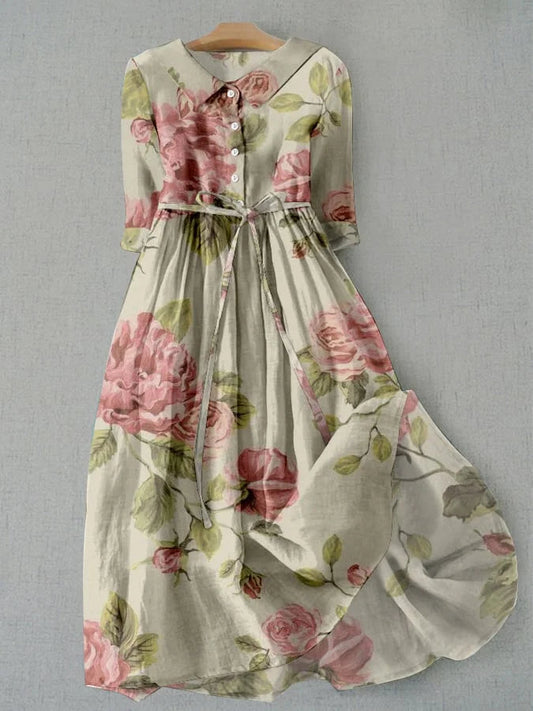 Abito da donna - Abito Estivo con Stampato Floreale Vintage e Vita regolabile