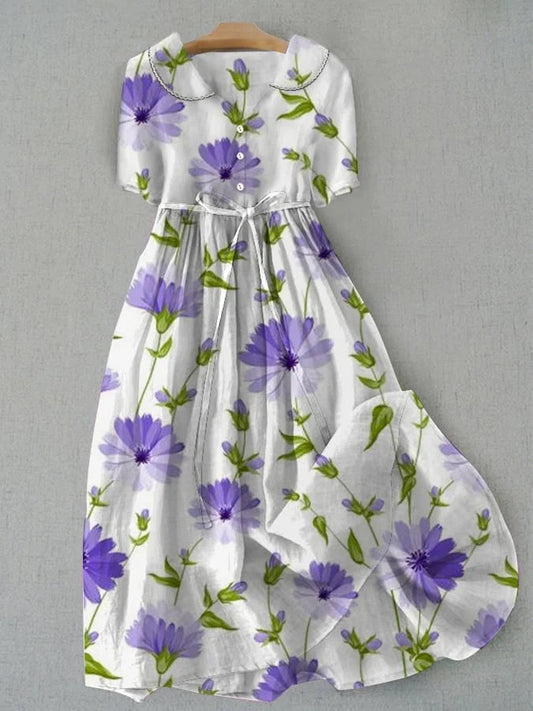 Abito da donna - Eleganza Floreale Vintage di Estate con Ajuste Regolabile