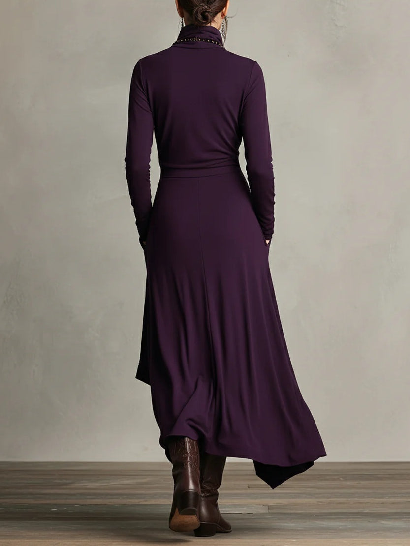 RENATA – ABITO MAXI ASIMMETRICO ELEGANTE CON COLLO ALTO