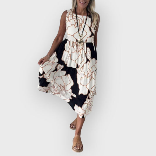 EVITA – ABITO FLOREALE ELEGANTE CON SPALLE DESCUBIERTOS