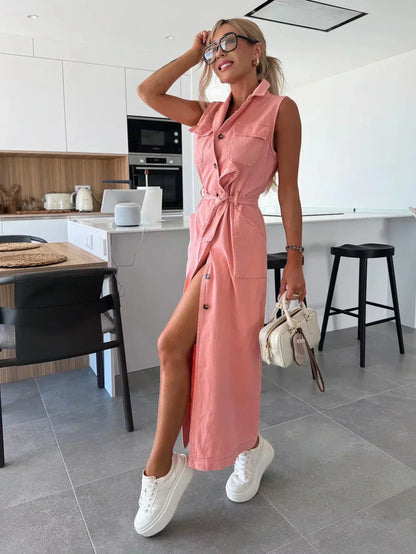 Abito maxi in denim - Taglio fluido e Senza tempo