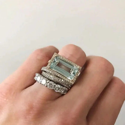Set vintage di anelli in argento con turchese in vetro