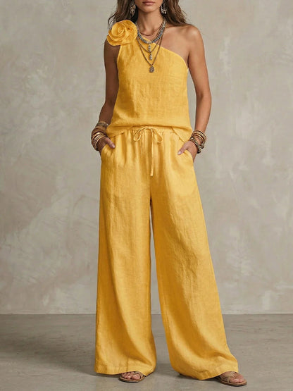 Set Bicolor Elegante - Camicia Senza maniche e Pantaloni