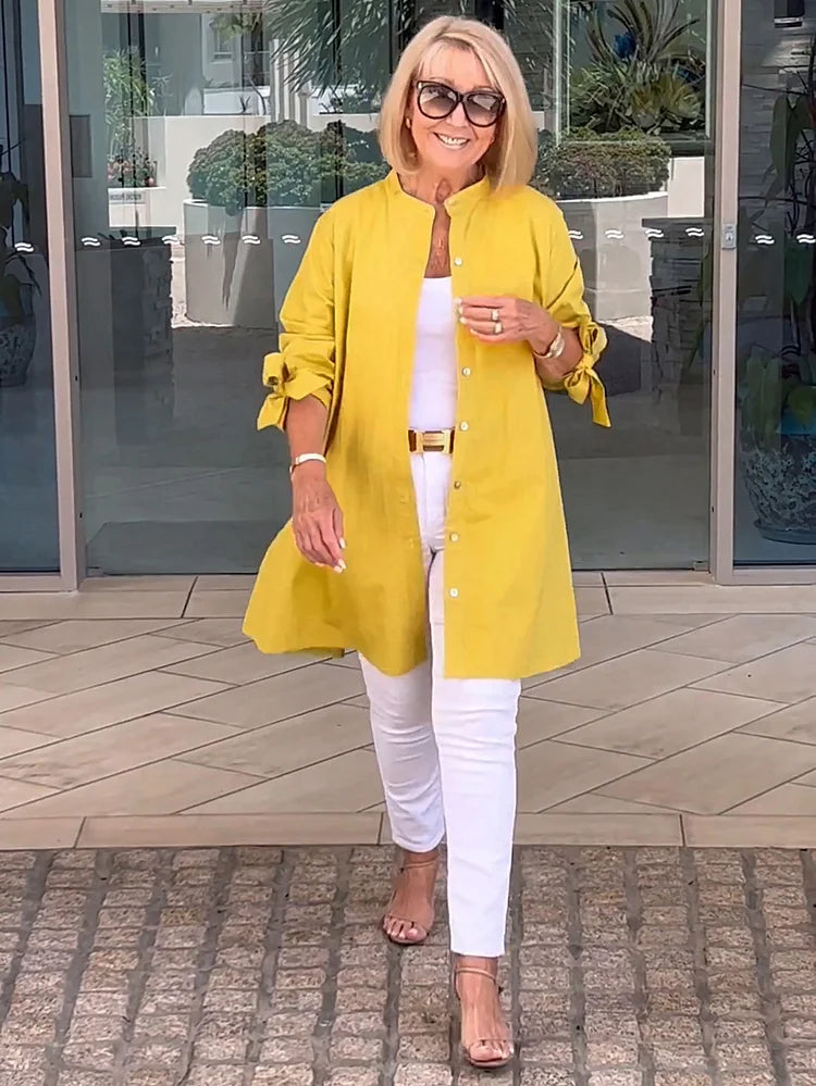 Elliora - Shacket in cotone con schiena arricciata