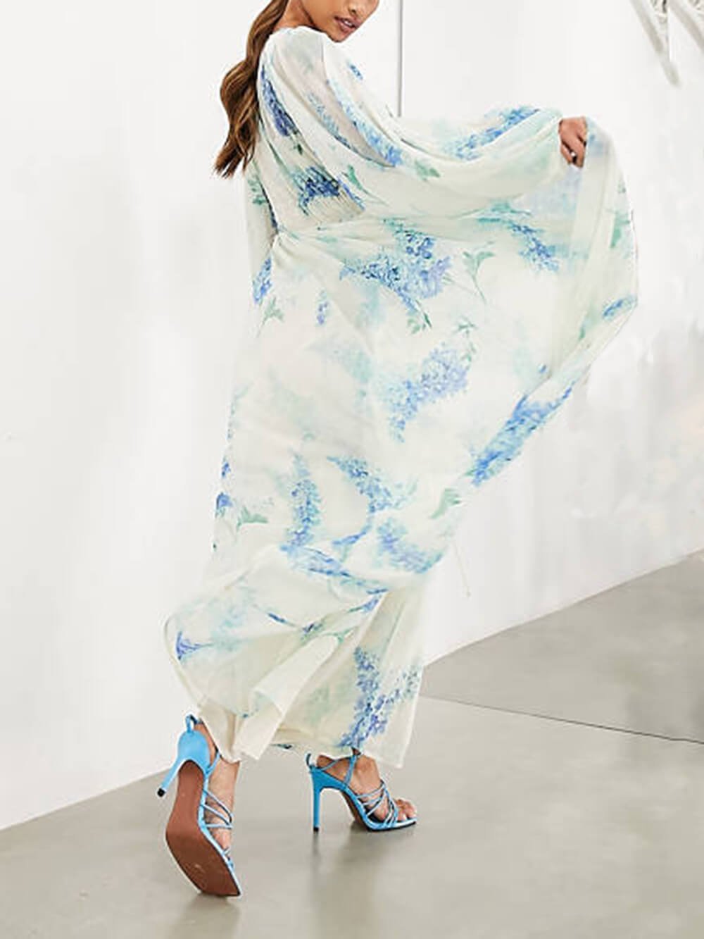MONROE – ABITO MAXI DI CHIFFON FIORI DEL OCEANO