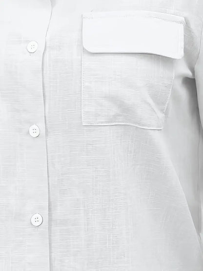 Athena - Camicia di Cotone con Tasche Frontali