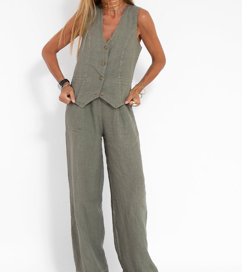 Aira - Set di Gilet Abotonado e Pantaloni a gamba larga