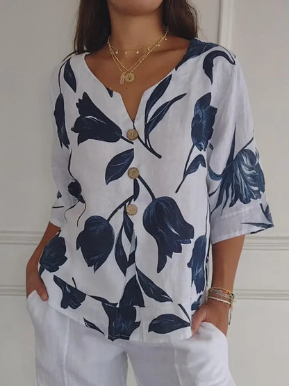 Sanne™ | Blusa di Bottoni Floreale