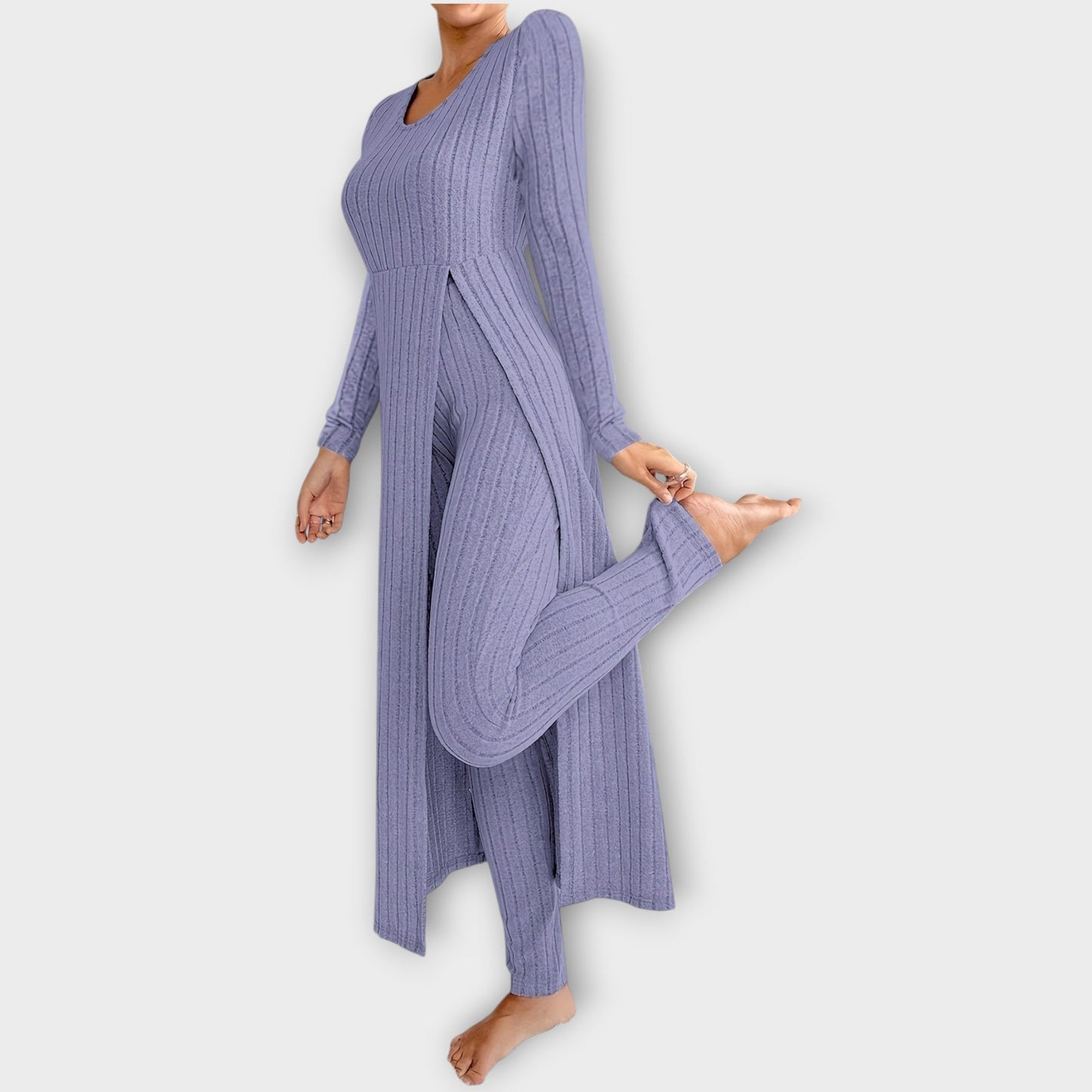 Set Lounge di Maglia Acanalado con Tunica di scollo a V