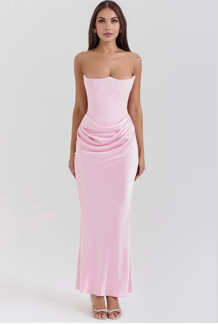 Paloma - Elegante Abito maxi Senza maniche di Satin