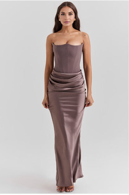 Paloma - Elegante Abito maxi Senza maniche di Satin