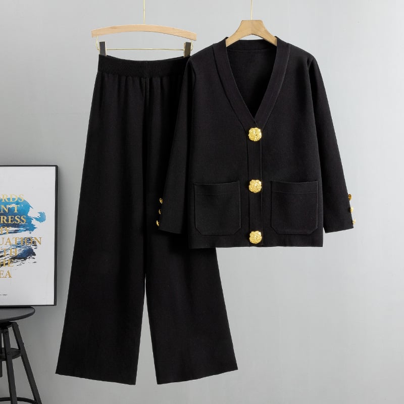 AZARIA – COMPLETO DI PANTALONI DI MAGLIONE DI LANA CON BOTTONI METÁLICOS