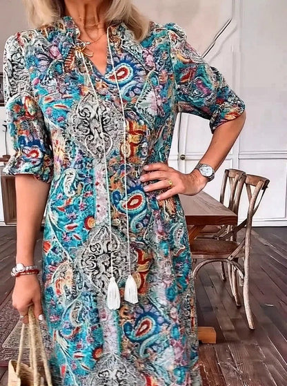 Mevelyn - Abito Boho di Paisley con Borlas