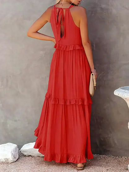 Ilona - Abito Halter con Volant e Tasche Maxi