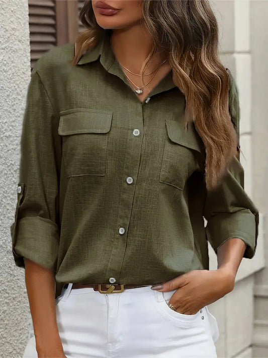 Athena - Camicia di Cotone con Tasche Frontali