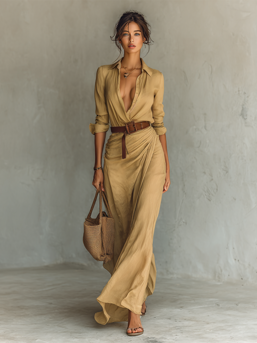 NADINE – ABITO MAXI AVVOLGENTE CON SCOLLO PROFONDO E ELEGANTE