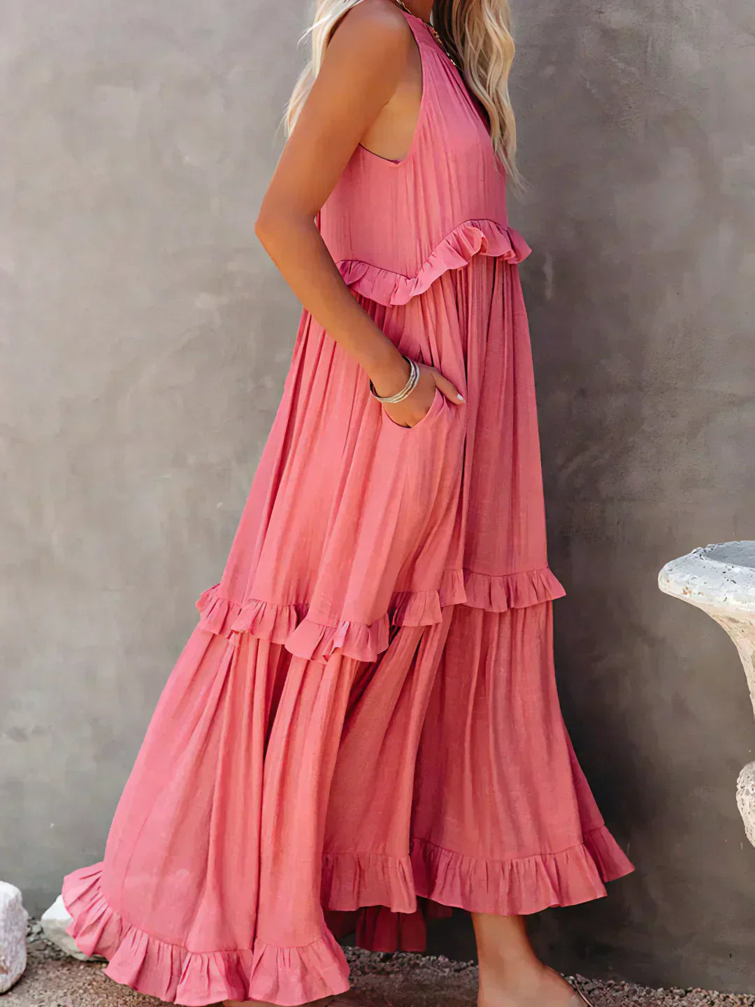Ilona - Abito Halter con Volant e Tasche Maxi