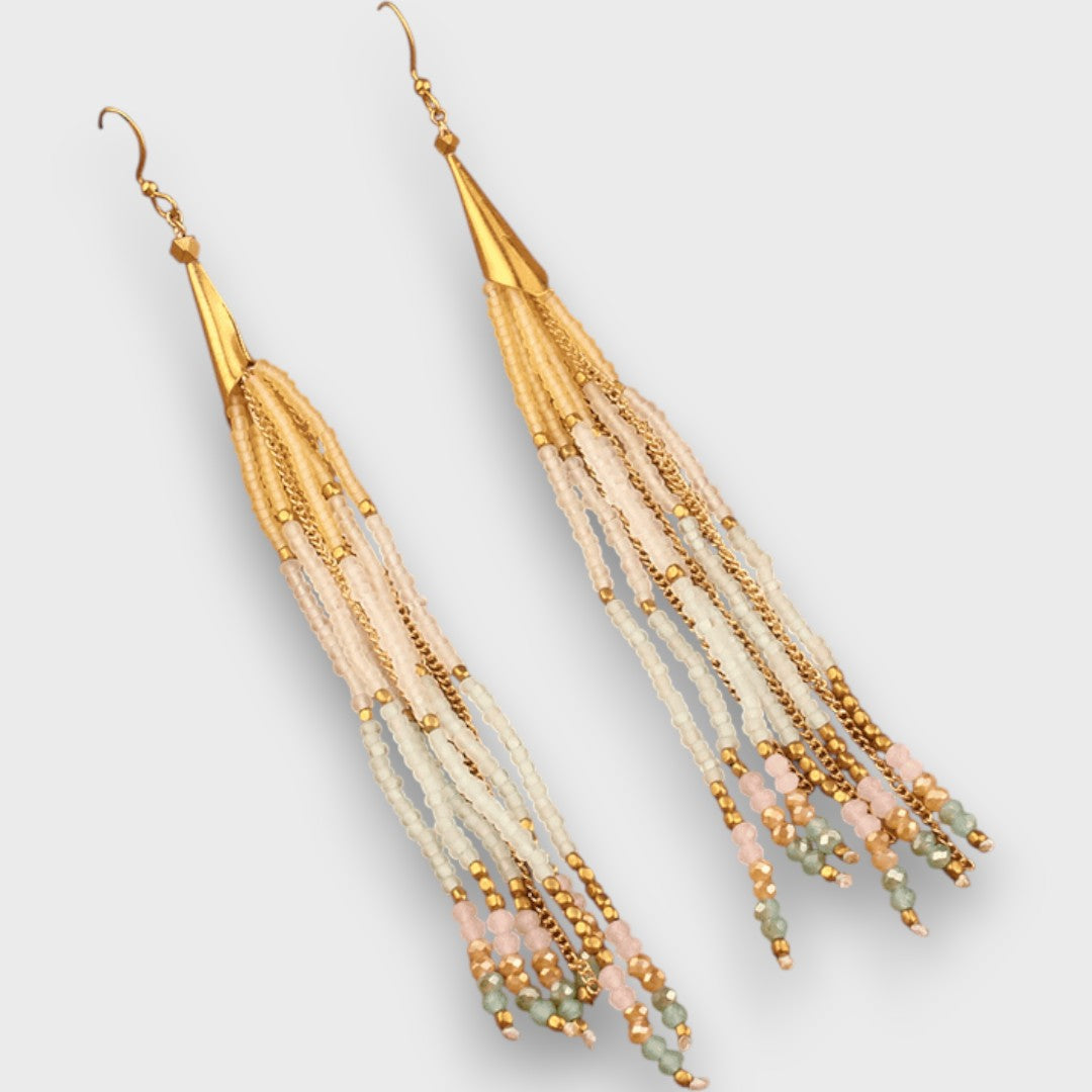 Isalda – Orecchini vintage con legno e perle