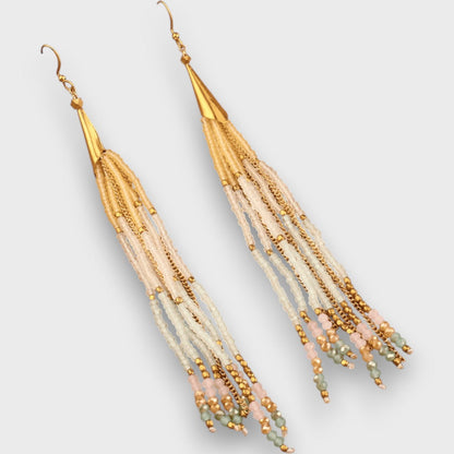 Isalda – Orecchini vintage con legno e perle