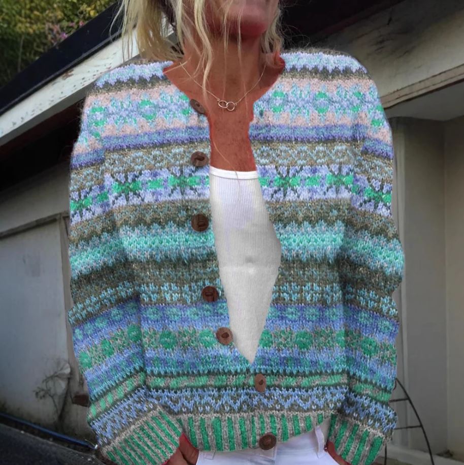 Lotte | Cardigan blu con stampa