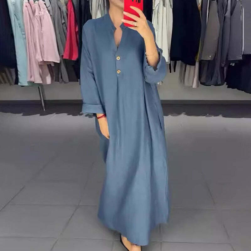 VALENCIA – ABITO CAMISERO LARGO DI DONNA CON TASCHE