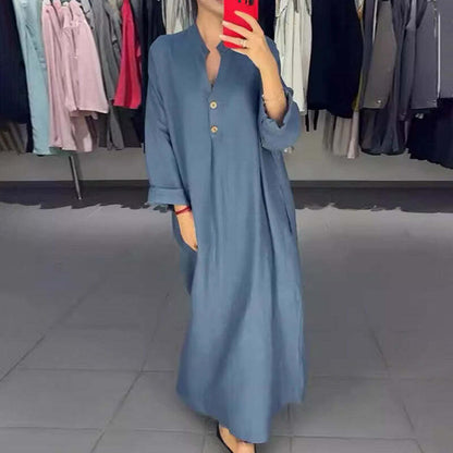 VALENCIA – ABITO CAMISERO LARGO DI DONNA CON TASCHE