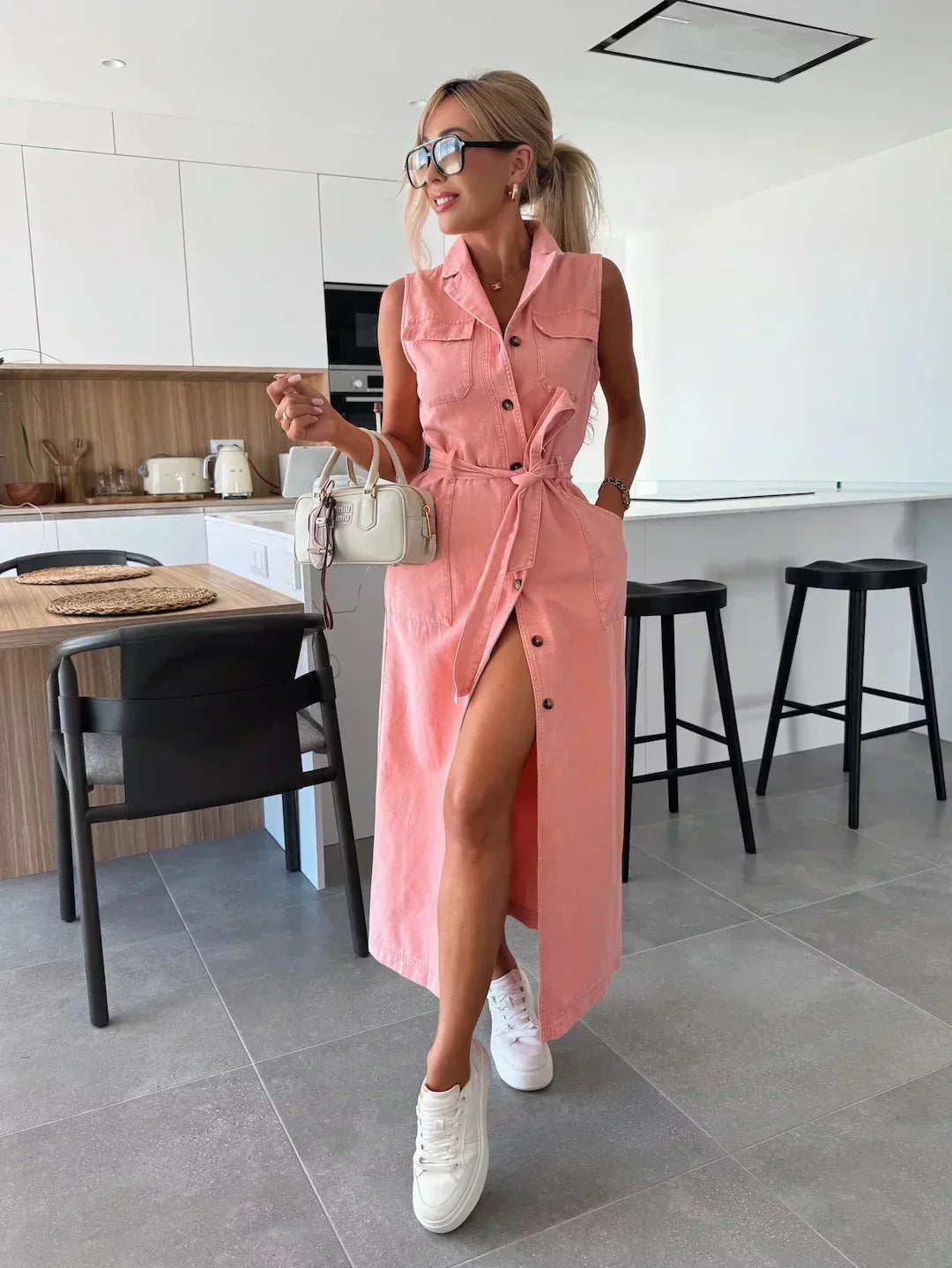 Abito maxi in denim - Taglio fluido e Senza tempo