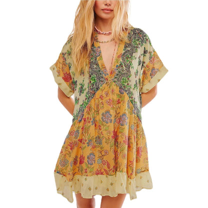 Abito Boho Collo a V - Eleganza Senza tempo
