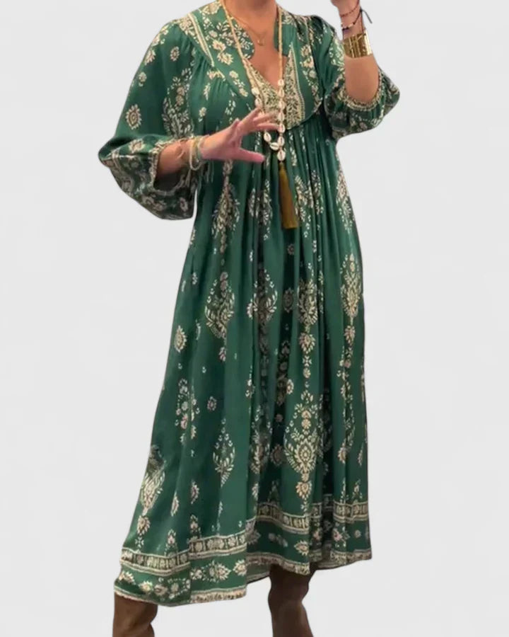 CLAIRE – ABITO MAXI BOHO CON scollo a V