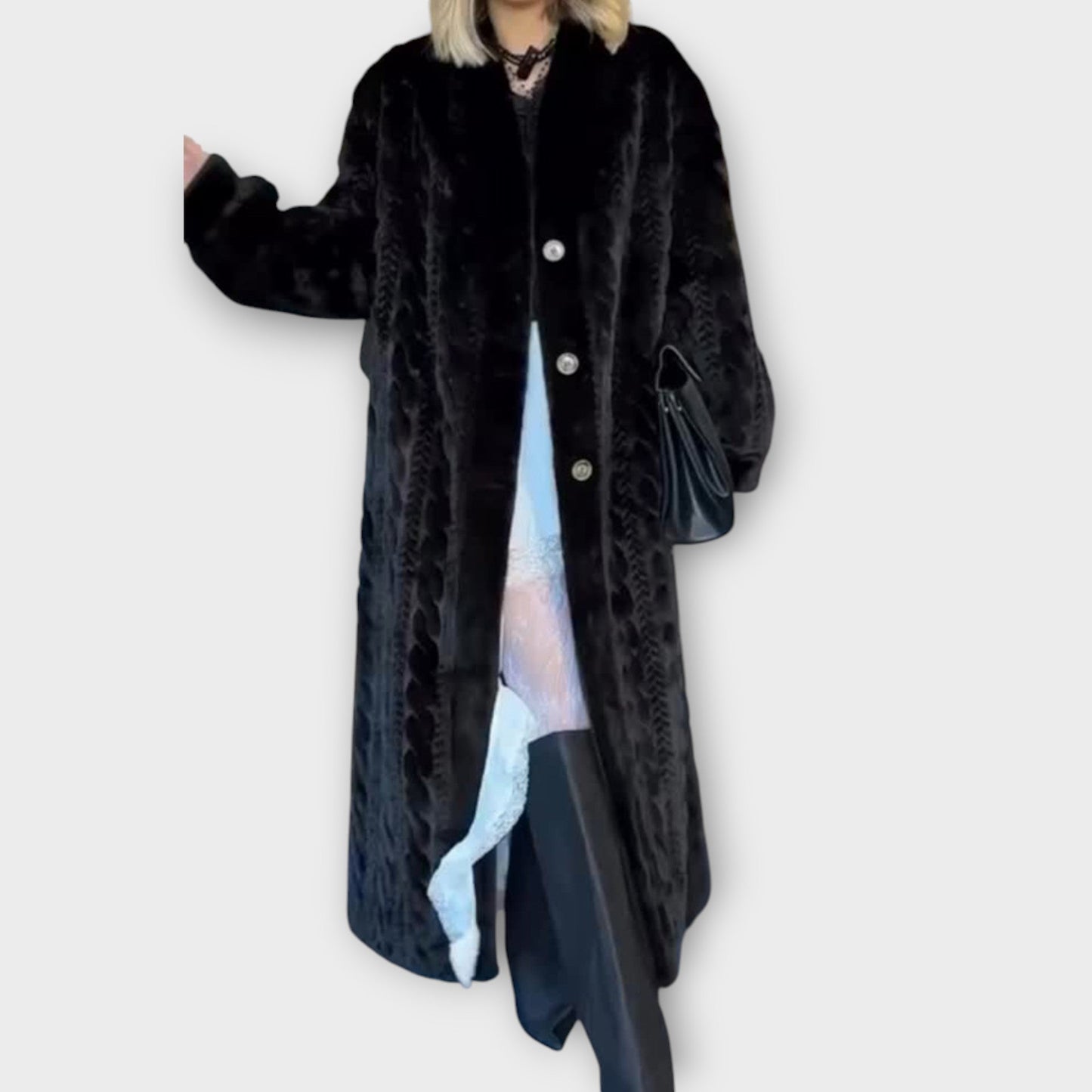 Elegante Cappotto lungo in pelliccia sintetica per l'inverno