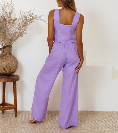 Milena - Set di Top Minimalista e Pantaloni a gamba larga