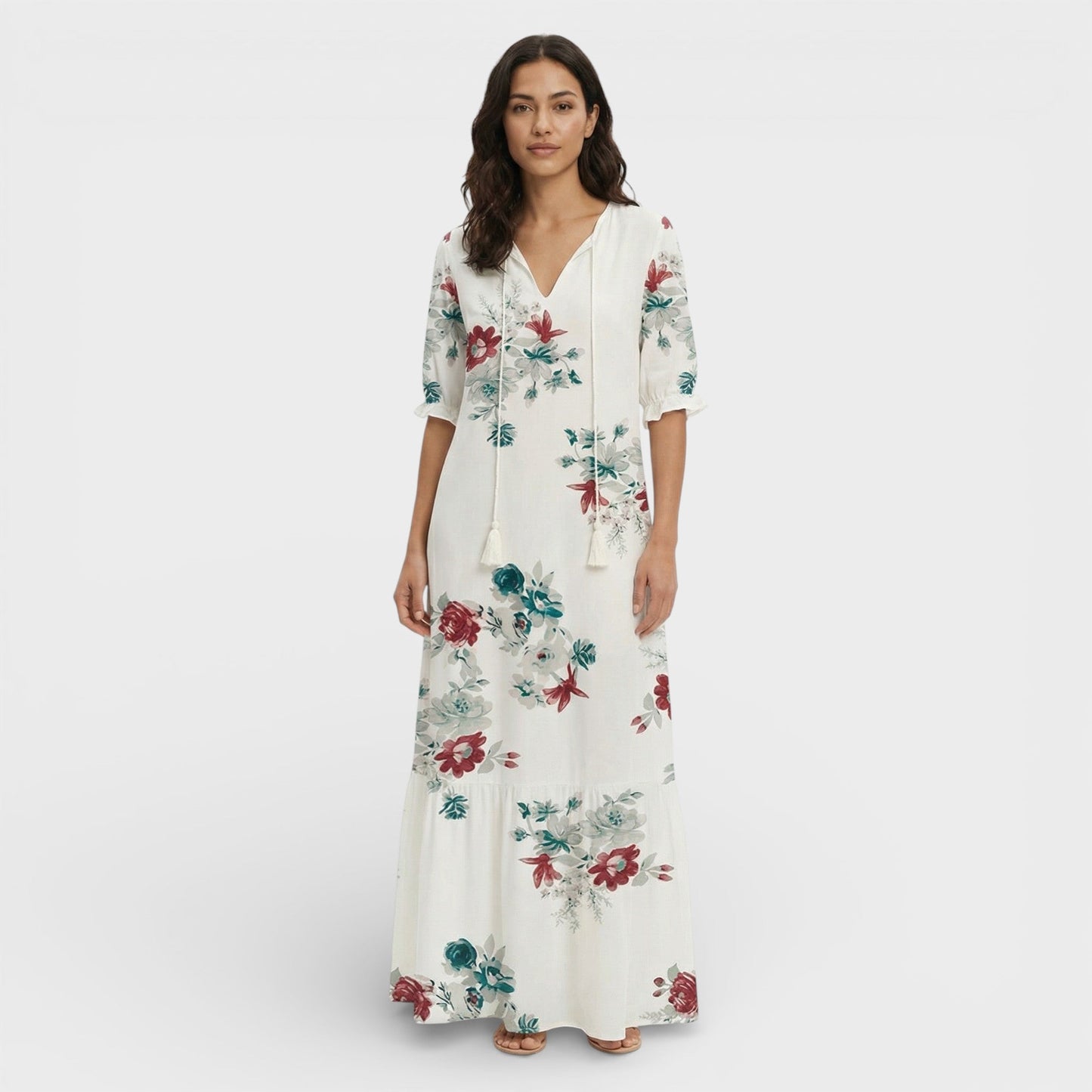 Abito maxi Boho Scollo Pico