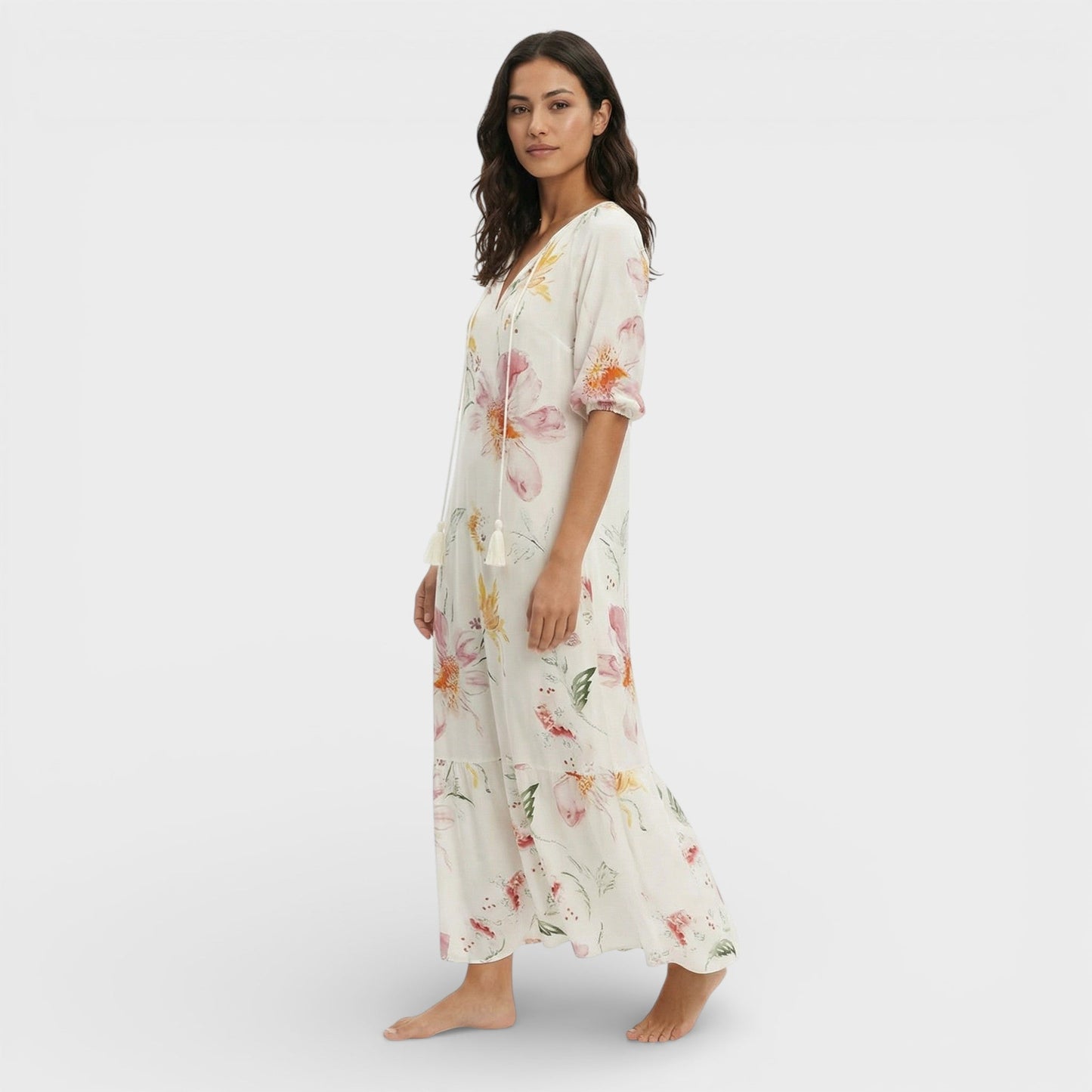 Abito maxi Boho Scollo Pico