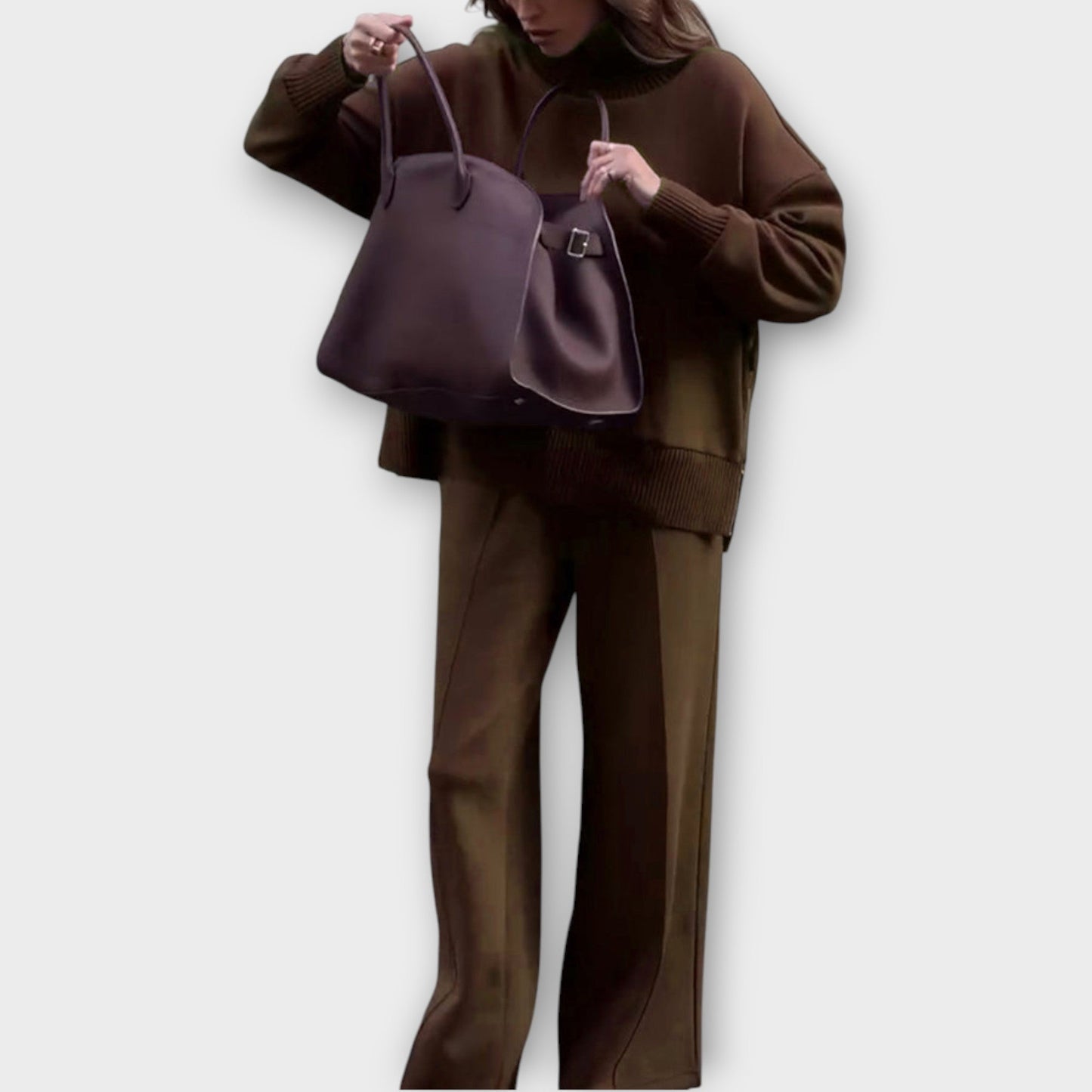 Set di Maglione Relax con Collo alto e Pantaloni a gamba larga