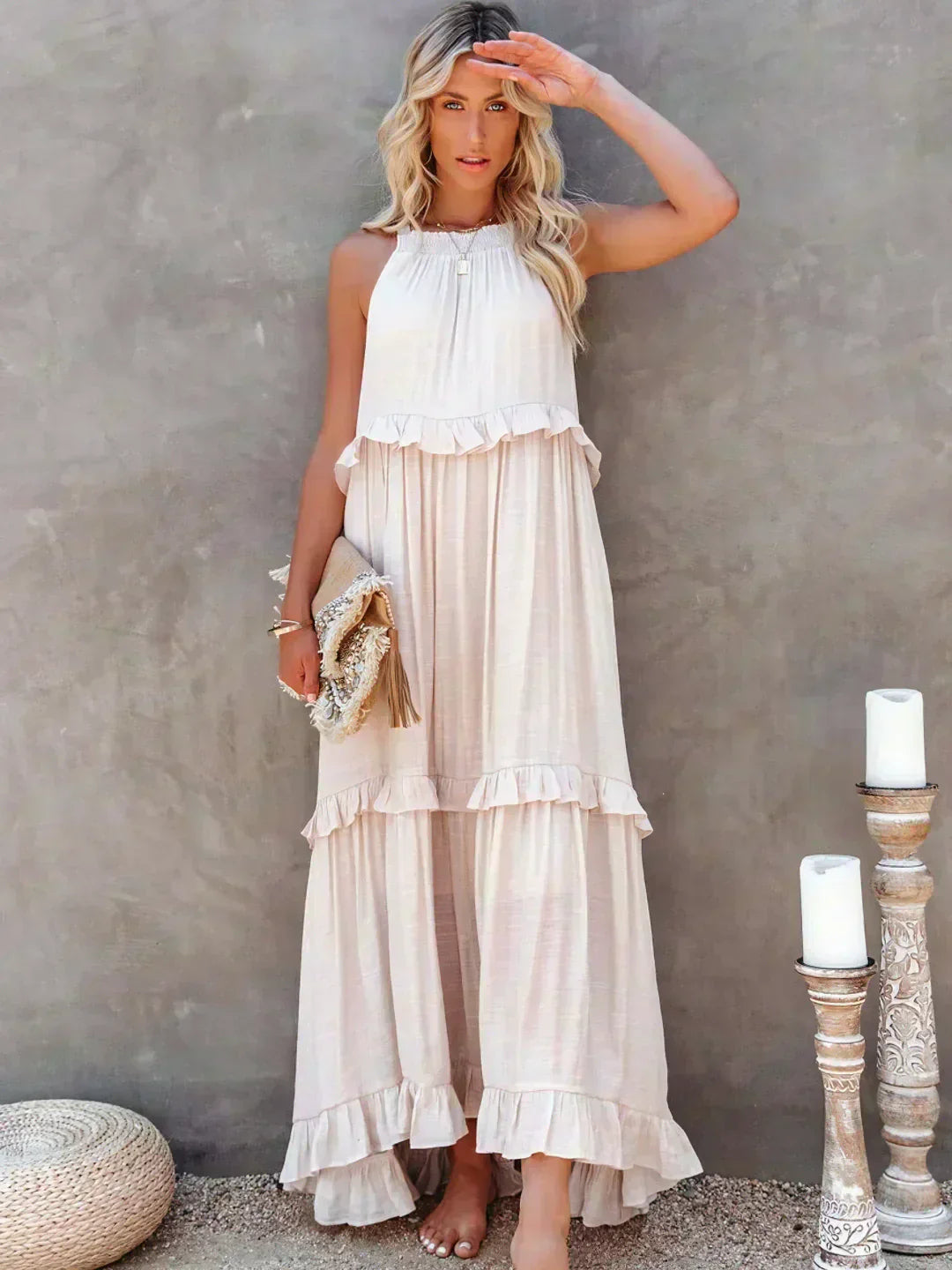 Landry - Abito senza maniche con volant chic