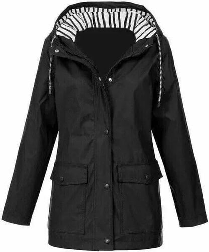 Ilektra - Giacca Elegante a maniche lunghe Impermeabile con cappuccio