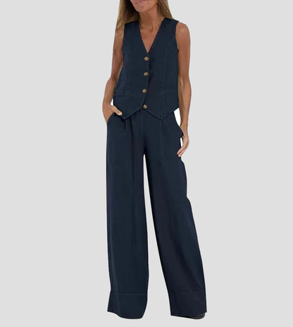 Aira - Set di Gilet Abotonado e Pantaloni a gamba larga