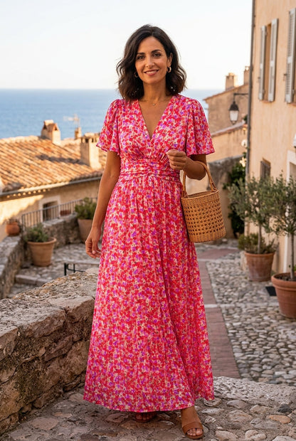 Élina – Abito lungo fluido con fantasie floreali