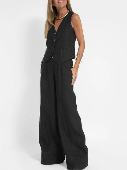 Jessica - Set Gilet Con bottoni & Pantaloni a gamballarga