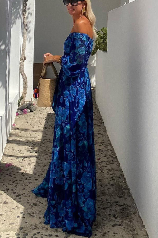 Calista | Abito maxi Floreale con Spalle Descubiertos