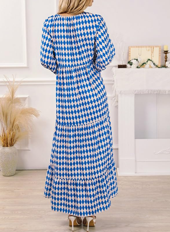 WINONA – ABITO MAXI GEOMETRICO BOHEMIO CON MANICHE A PALLONCINO PER DONNA
