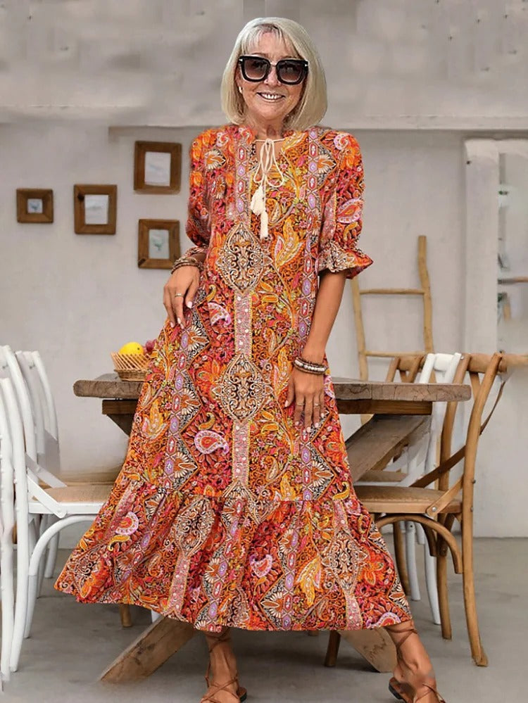 Mevelyn - Abito Boho di Paisley con Borlas